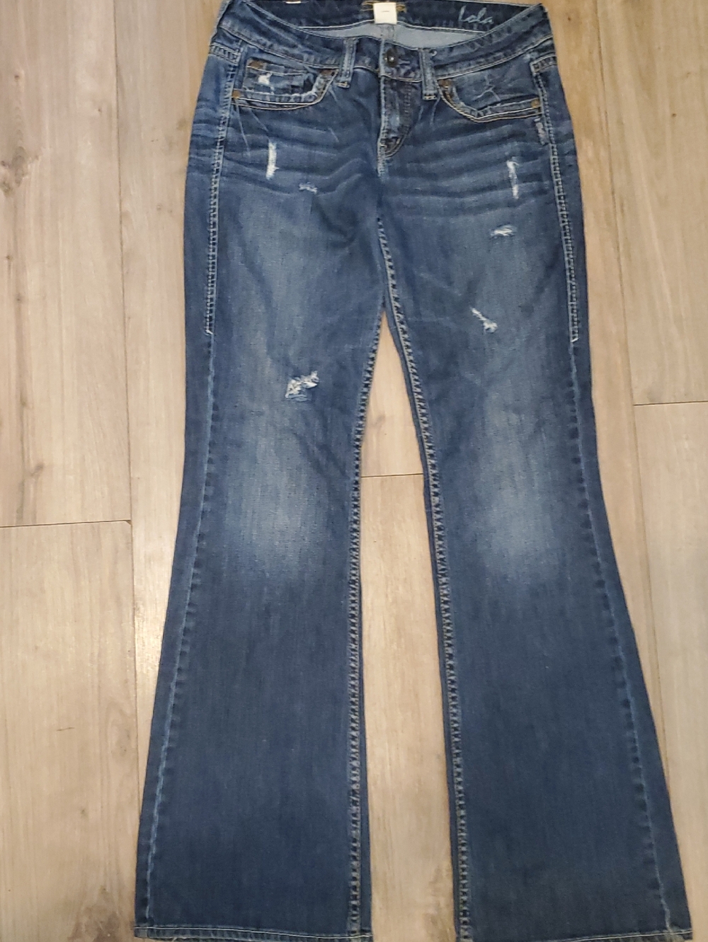 Women’s Blue Distressed Bootcut Jeans